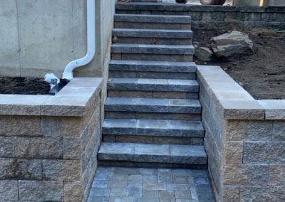 stairs and retaining wall project in Oxford MA by Ideal Landscape