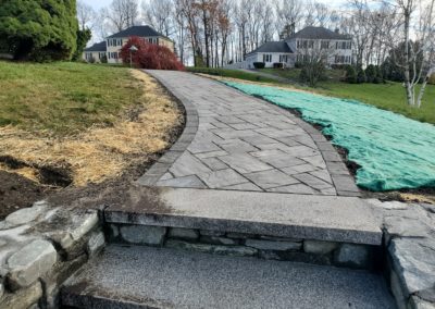 Shrewsbury MA walkway and granite steps