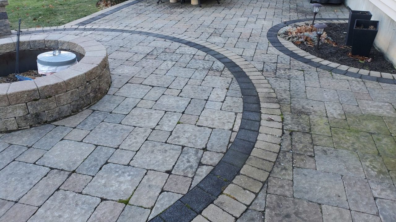 before patio cleaning, resanding and sealing