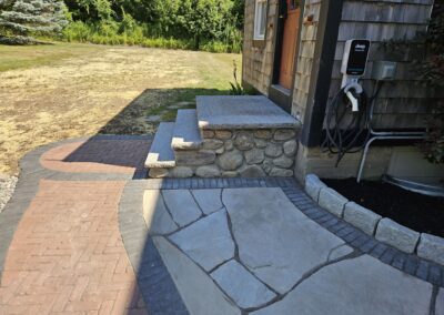 paver and bluestone walkway with granite steps in Leicester Massachusetts