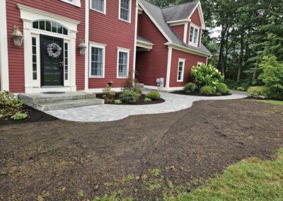 walkway and steps in Paxton Ma designed and contracted by Ideal Landscaping