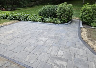 Unilock Paver Patio in Worcester - designed and constructed by Ideal Landscape